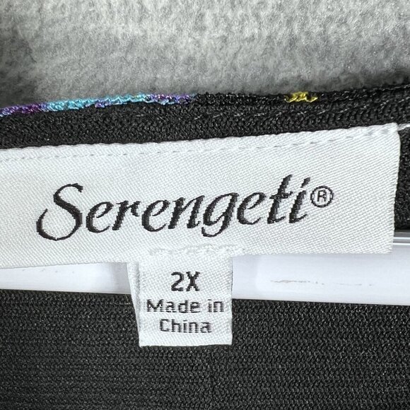 Serengeti Womens 2X Tunic Top Faceted  Stud Accents Yoke Abstract Design Artsy - Picture 12 of 15